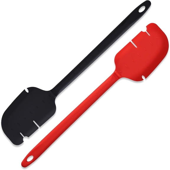 Kitchen Aid Spatula 12-Inch Grade , Precision-Notched for Stand Mixer Beaters and Bowls, Kitchen Aid Accessories and Attachments - Set of 2 Red & Black