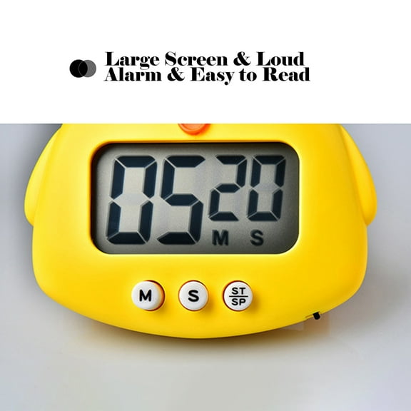 Kitchen ,Alarm Screen Clock Loud Alarm Screen Stand Loud Alarm Clock Time Workout Cute Animal With Screen Clock Time Animal With Stand Kitchen Cute Animal Leeofty Type 3(Yellow Chick)