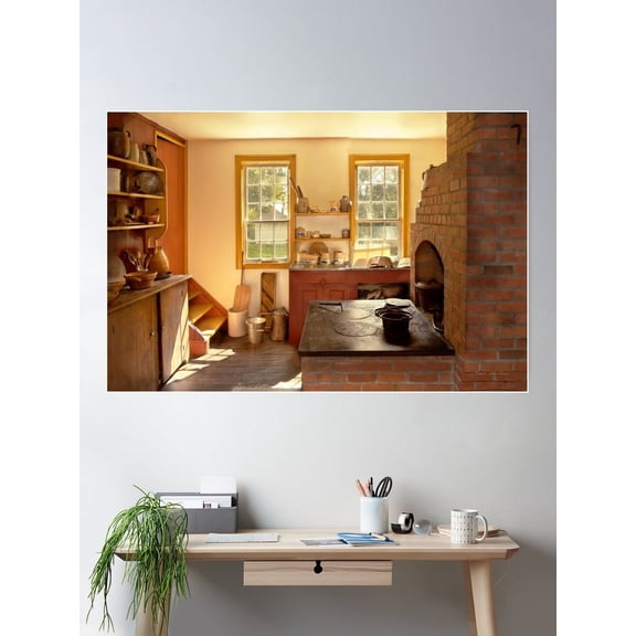 Kitchen - An 1840'S Kitchen Poster Wall Art, Modern Wall Decor For Living Room Bedroom, 8x12 UNFRAMED