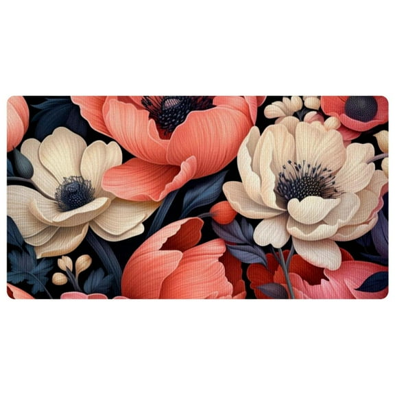 Kitchen Anti Fatigue Mat Non Skid Kitchen Floor Mat Vintage Comfort Standing Desk Office Farmhouse Runner Mat for Laundry, Flower Petal