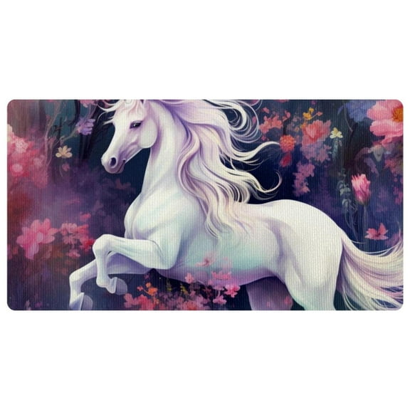Kitchen Anti Fatigue Mat Non Skid Kitchen Floor Mat Vintage Comfort Standing Desk Office Farmhouse Runner Mat for Laundry, Unicorn
