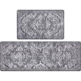 thumbnail image 1 of Kitchen Anti Fatigue Mat Set of 2 Non Skid Waterproof Kitchen Floor Mat Vintage Cushioned Comfort Standing Desk Office Mat Runner for Kitchen Sink Laundry, 17"x47"+17"x28", Grey, 1 of 6