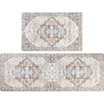 thumbnail image 1 of Kitchen Anti Fatigue Mat Set of 2 Non Slip Waterproof Kitchen Floor Mat Vintage Cushioned Comfort Standing Desk Office Mat Farmhouse Runner Area Rug for Kitchen Sink Laundry, Light Brown, 1 of 6