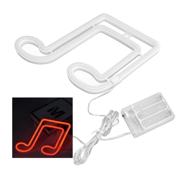 Kitchen Appliances Music Note Neon Light, Dual Power Supply LED Neon Sign Light Wall Hanging IP45 Waterproof Energy Saving 200lm for Birthday Gift Red Light