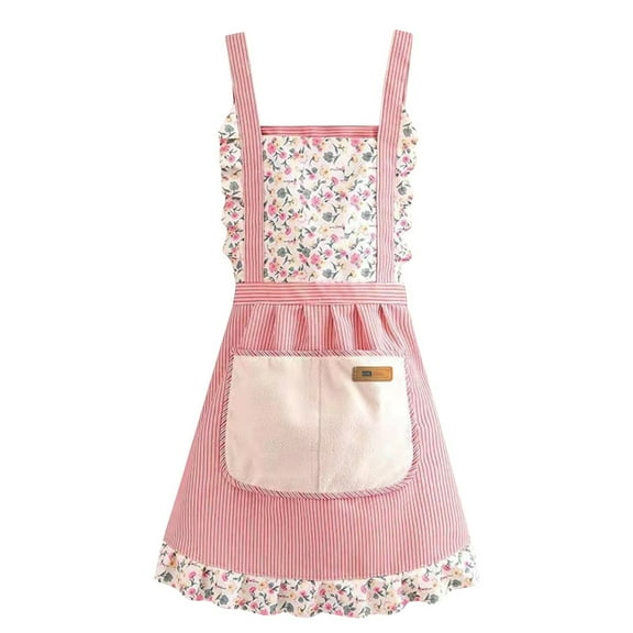 Kitchen Apron Canvas Apron For Household Use, Hand Erasable Apron For Kitchen, Breathable Cooking, Waist Hugging Work Clothes Pink