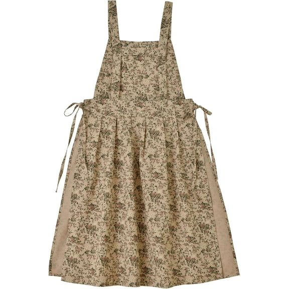 Kitchen Apron Floral Cotton Waterproof Women Apron Adjustable with Pockets Vintage Pinafore for Cooking Baking