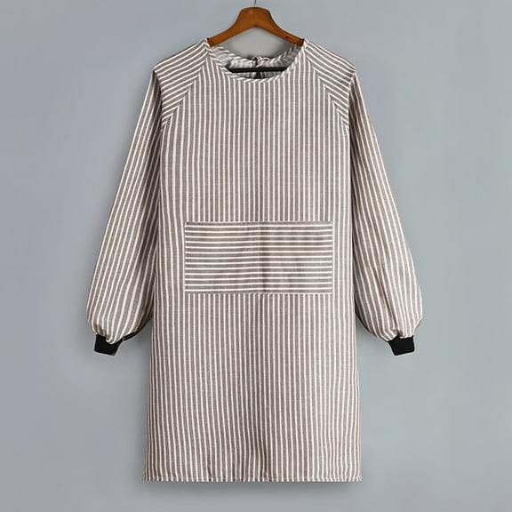 Kitchen Apron,Long Sleeved Cotton Linen Apron Kitchen Household Overalls Summer Days Adults Cooking Work Work Protective Clothing Overalls Waist