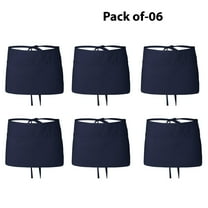 Kitchen Apron with Pockets Navy Waist Apron Side Ties for Q-Tees | 7.5 Oz 55/45 Cotton/polyester, Three-Section Front Pouch Pocket | Unisex 6 Pack Size (24"w X 12"L)