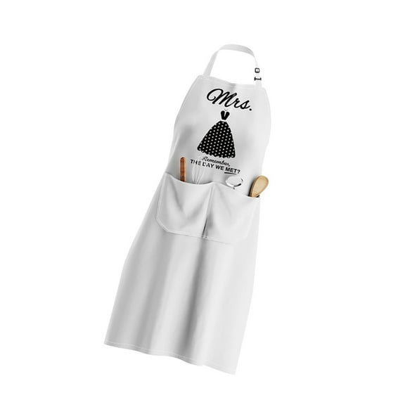 Kitchen Apron Polyester Fabric Adjustable Fit For Various Body Shape Queen King MrMr-Letter Print Couple Apron