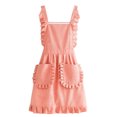 thumbnail image 1 of Kitchen Apron with Shoulder Straps Waterdrop Resistant Cute Retro Apron Vintage Ruffle Kitchen Cooking Apron with Pockets for Women Cooking Apron Mother's Gift (Pink), 1 of 6