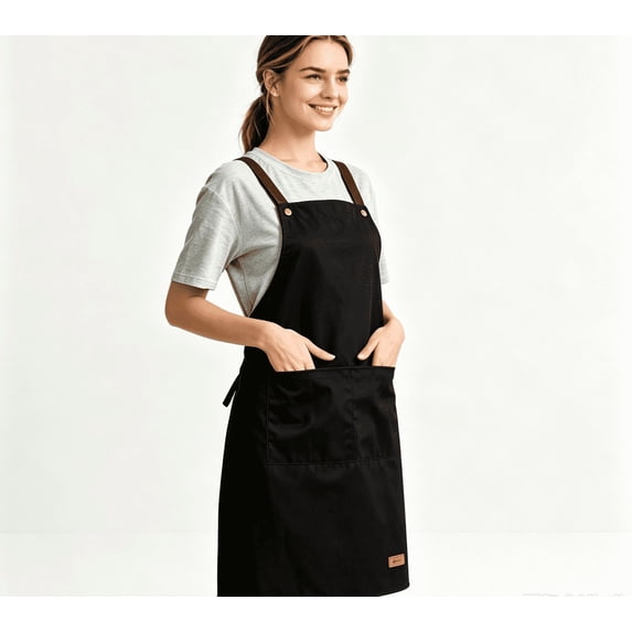 Kitchen Apron Waterproof and Oil Proof - PVC Cooking Apron with Phone Pocket - Dirt Resistant Washable - Adjustable H-Shape Shoulder Strap - for Cooking Baking Kitchen Home Restaurant - 33.4x25.5Inch