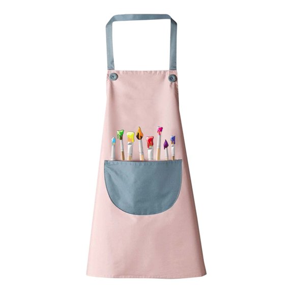 Kitchen Apron Waterproof,Waterproof Cooking Aprons,Long Sleeved Children's Apron Bib Drawing Dining,Oil-Proof Aprons for Cooking,Water-Defending Fashionable Home Kitchen Aprons(Pink XL)