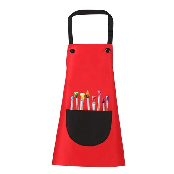 Kitchen Apron Waterproof,Waterproof Cooking Aprons,Long Sleeved Children's Apron Bib Drawing Dining,Oil-Proof Aprons for Cooking,Water-Defending Fashionable Home Kitchen Aprons(Red XL)