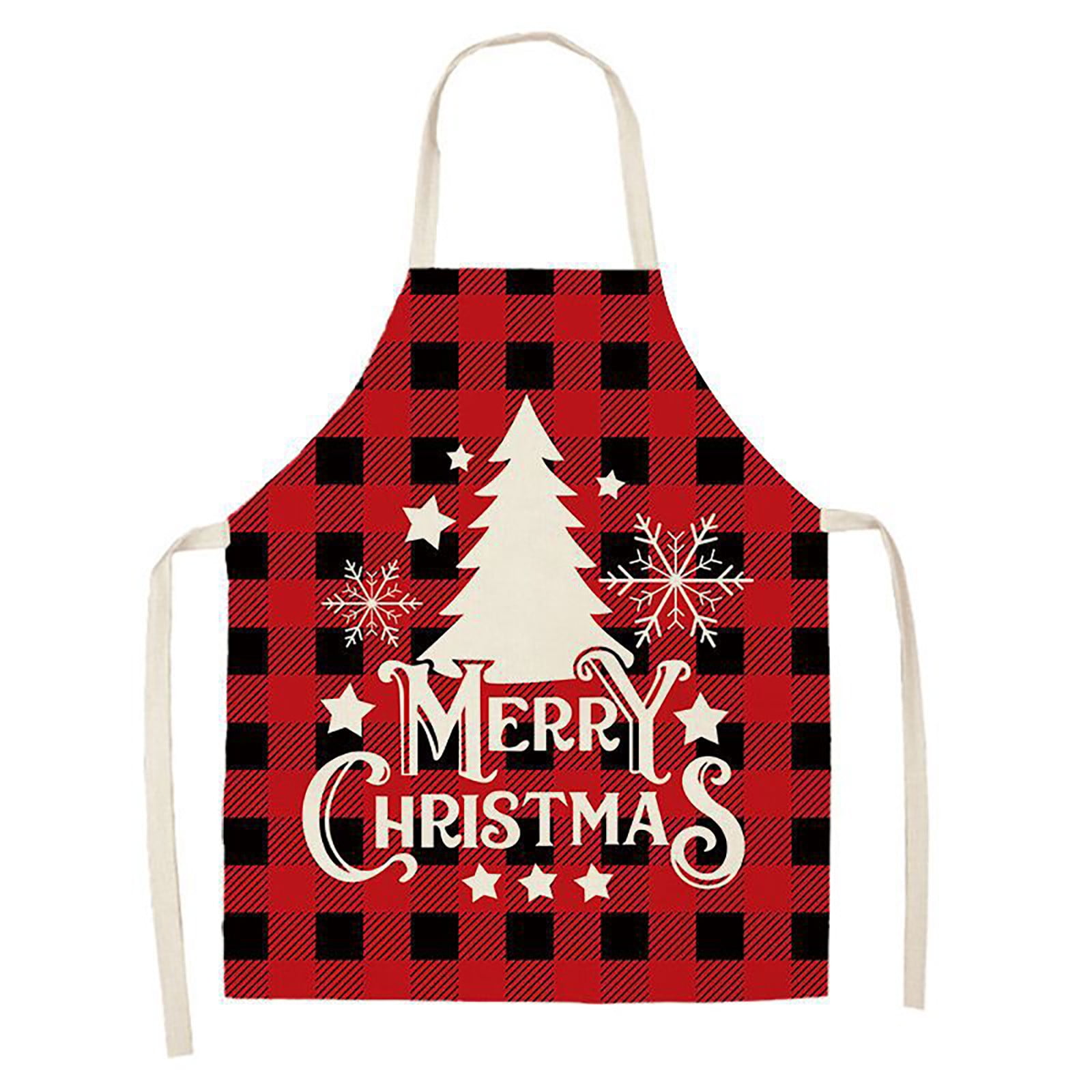 Kitchen Apron Women Floral Christmas Kitchen Cooking Aprons Plaid Aprons Adjustable Buffalo