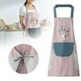 thumbnail image 1 of YSKING Wipeable Oil Proof Cartoon Wreath Rabbit Pink Cooking Apron with Hand Wipe Pockets, 1 of 9