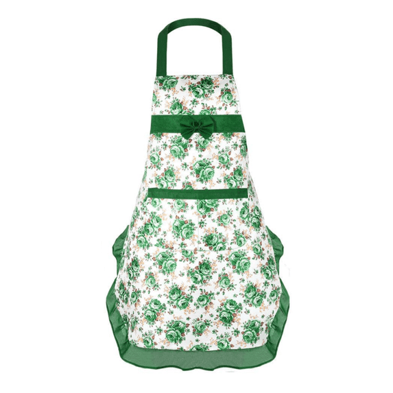 Kitchen Apron for Women, Stain Resistant Cooking Apron with Rose Flower and Bowknot Design, Waterproof Housework Bib Apron for Home Baking, Floral Style A#039