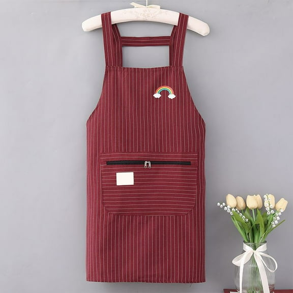 Kitchen Apron with Zipper Pocket Adjustable Straps, Breathable Stain Resistant Cooking Apron with Large Storage Pocket, Work Apron for Home Kitchen Baking Restaurant