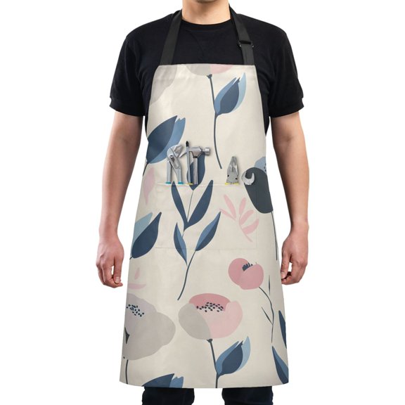 Kitchen Apron with 2 Pockets Adjustable waterproof Cooking Aprons for Women Men Chef Abstract Pastel Floral Flower