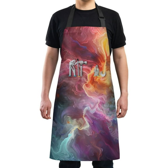Kitchen Apron with 2 Pockets Adjustable waterproof Cooking Aprons for Women Men Chef Colorful Nebulae Mixture