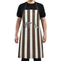 Kitchen Apron with 2 Pockets Adjustable waterproof Cooking Aprons for Women Men Chef Dark Brown and White Striped