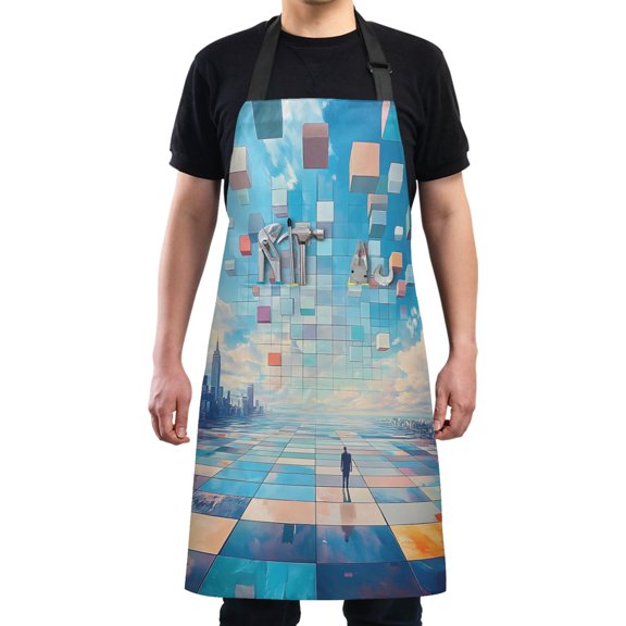 Kitchen Apron with 2 Pockets Adjustable waterproof Cooking Aprons for Women Men Chef Endless Square