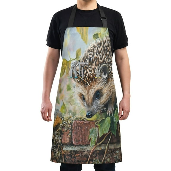 Kitchen Apron with 2 Pockets Adjustable waterproof Cooking Aprons for Women Men Chef Hedgehog and Ivy