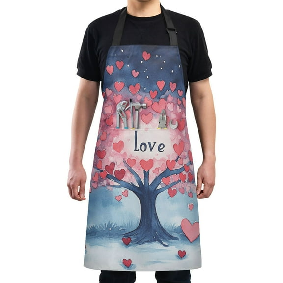Kitchen Apron with 2 Pockets Adjustable waterproof Cooking Aprons for Women Men Chef Love Tree