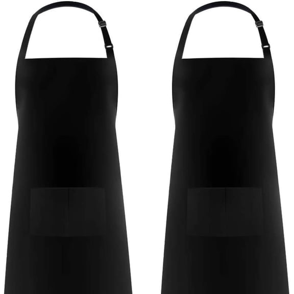 KSMOVIN Black Unisex Kitchen Apron with Front Pockets for Cooking and Baking