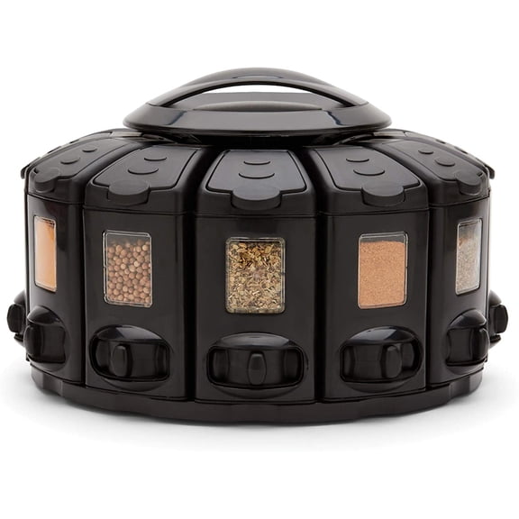 Kitchen Art Select-A-Spice Auto-Measure Pro Spice Carousel, Black Seasoning Container, 12 Containers