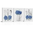 thumbnail image 1 of Kitchen Art Blue Kitchen Decor Painting Framed Ready to Hang 12x16inchx3Pieces (Deep Blue), 1 of 5