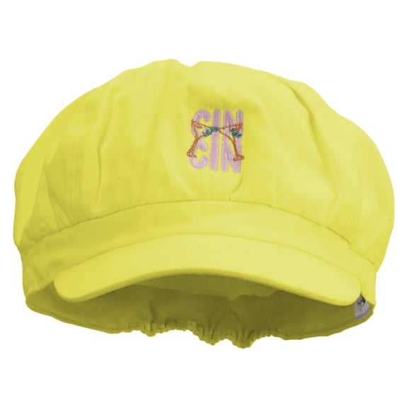 Kitchen Art Embroidered Cotton Elastic Big Size Newsboy Cap - Yellow XL-2XL