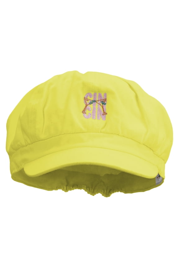 Kitchen Art Embroidered Cotton Elastic Big Size Newsboy Cap - Yellow XL-3XL