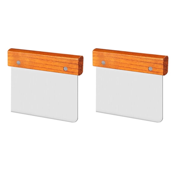 Kitchen Assesorie Dough Cutter Wood Handle Flour Scrapper Pizza Slicer Stainless Steel Wooden Bamboo 2 Pieces