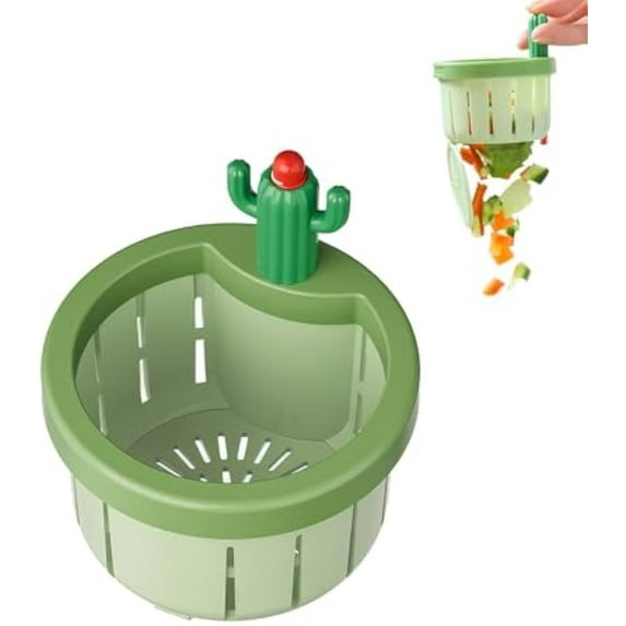 Kitchen Automatic Dumping Sink Filter, Pop up Anti-Clogging Sink Strainer with Self-Cleaning Filter Net, Multifunctional Waste Collector for Home Use (Green)