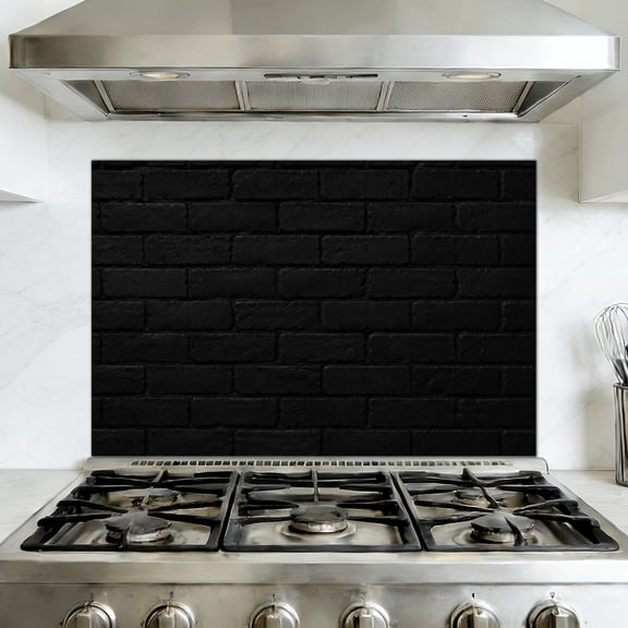 Kitchen Backsplash Peel and Stick Wall Murals Black Brick Wall Weathered Removable Mural 35.4"W x 23.6"H, Oil Proof Vinyl Wallpaper for Fireplace & Behind Stove