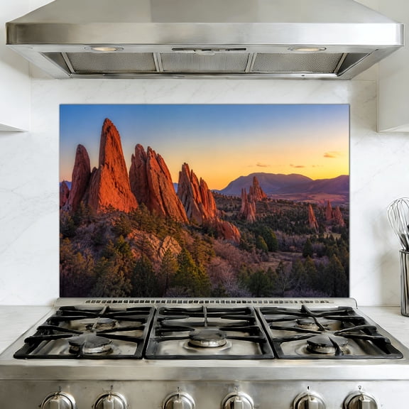 Kitchen Backsplash Peel and Stick Wall Murals Garden Gods Colorado Springs Colorado Removable Mural 35.4"W x 23.6"H, Oil Proof Vinyl Wallpaper for Fireplace & Behind Stove