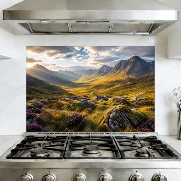 Kitchen Backsplash Peel and Stick Wall Murals Glencoe Scotland Removable Mural 35.4"W x 23.6"H, Oil Proof Vinyl Wallpaper for Fireplace & Behind Stove