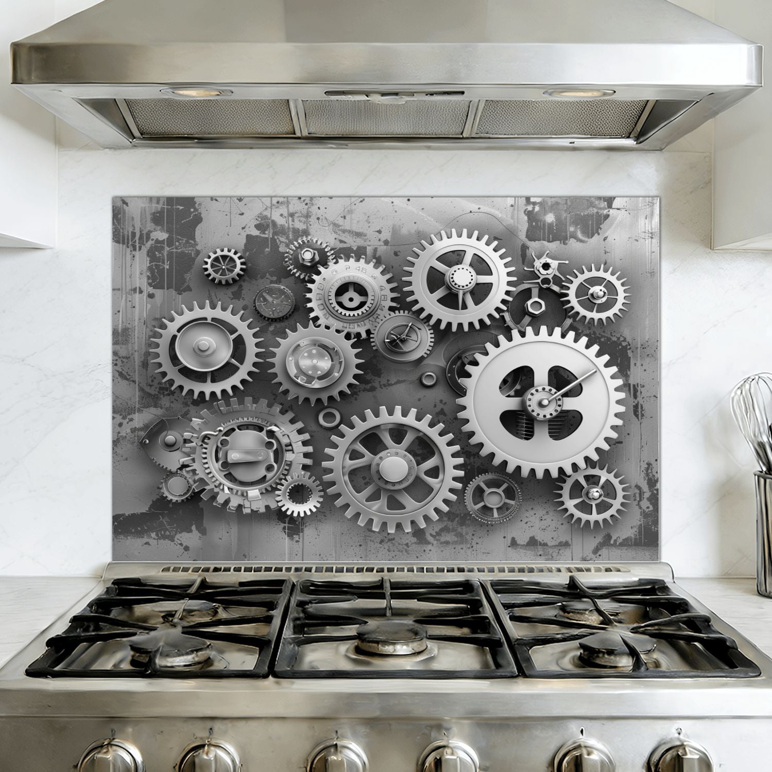 Kitchen Backsplash Peel and Stick Wall Murals Mechanical Cogs Gears ...