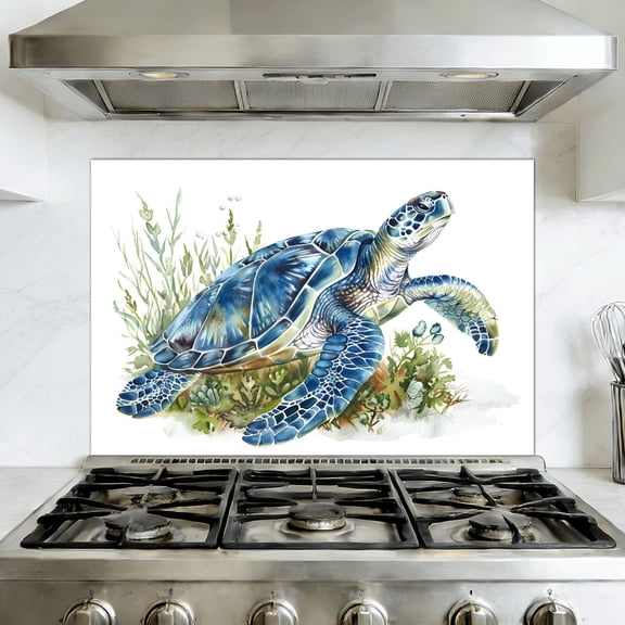 Kitchen Backsplash Peel and Stick Wall Murals Ocean Wall Decor Sea Pictures Coastal Print Nautical Artwork Removable Mural 35.4"W x 23.6"H, Oil Proof Vinyl Wallpaper for Fireplace & Behind Stove