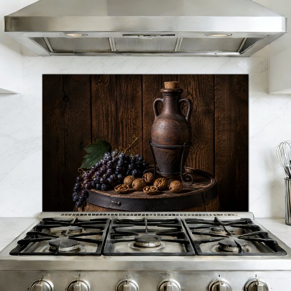 Kitchen Backsplash Peel and Stick Wall Murals Old red wine jug Traditional production storage wine Removable Mural 35.4"W x 23.6"H, Oil Proof Vinyl Wallpaper for Fireplace & Behind Stove