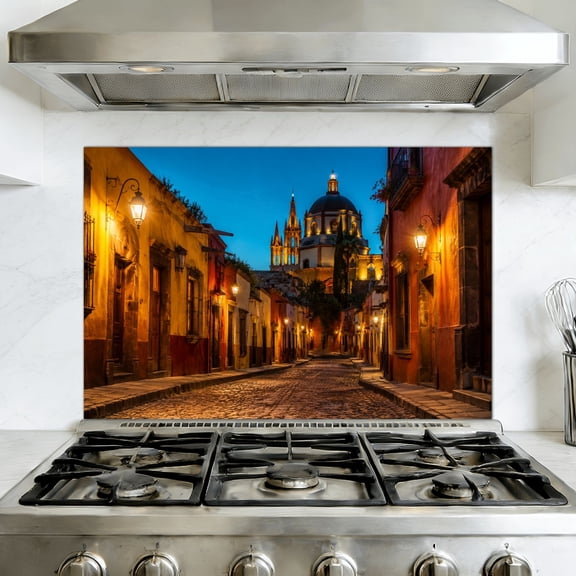 Kitchen Backsplash Peel and Stick Wall Murals San Miguel de Allende Mexico Removable Mural 35.4"W x 23.6"H, Oil Proof Vinyl Wallpaper for Fireplace & Behind Stove