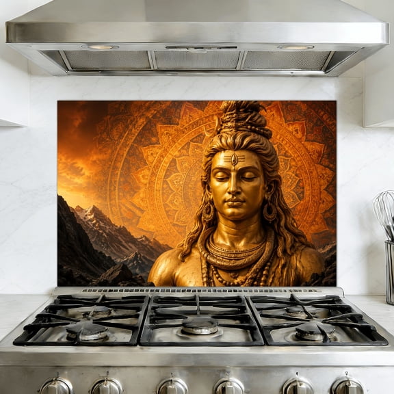 Kitchen Backsplash Peel and Stick Wall Murals Shiv Shiva Shiva colorful Removable Mural 35.4"W x 23.6"H, Oil Proof Vinyl Wallpaper for Fireplace & Behind Stove