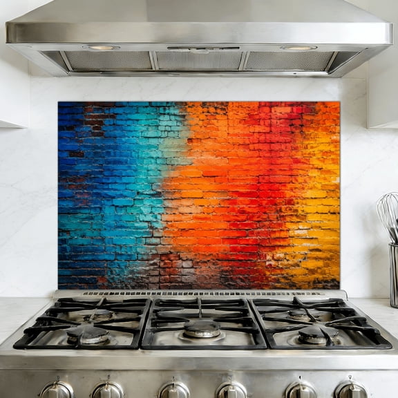 Kitchen Backsplash Peel and Stick Wall Murals graffiti wall brick wall Removable Mural 35.4"W x 23.6"H, Oil Proof Vinyl Wallpaper for Fireplace & Behind Stove