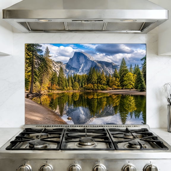 Kitchen Backsplash Peel and Stick Wall Murals half yosemite valley yosemite national park pictures Removable Mural 35.4"W x 23.6"H, Oil Proof Vinyl Wallpaper for Fireplace & Behind Stove