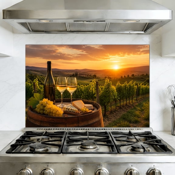 Kitchen Backsplash Peel and Stick Wall Murals vine landscape wine still life tuscany italy wine Removable Mural 35.4"W x 23.6"H, Oil Proof Vinyl Wallpaper for Fireplace & Behind Stove