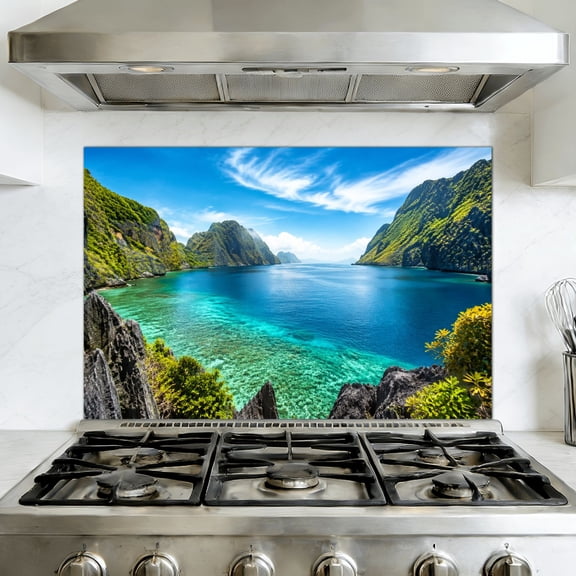 Kitchen Backsplash Peel and Stick Wall Murals El Philippines Removable Mural 35.4"W x 23.6"H, Oil Proof Vinyl Wallpaper for Fireplace & Behind Stove
