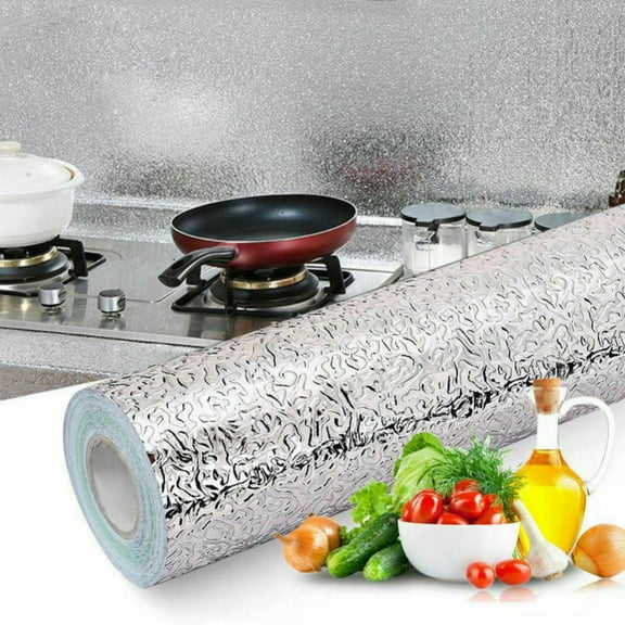 Kitchen Backsplash Sticker,Aluminum Foil Orange Peel Texture Wall Paper, Waterproof Removable High Temperature Resistant DIY Wallpaper,Kitchen Wall Stickers