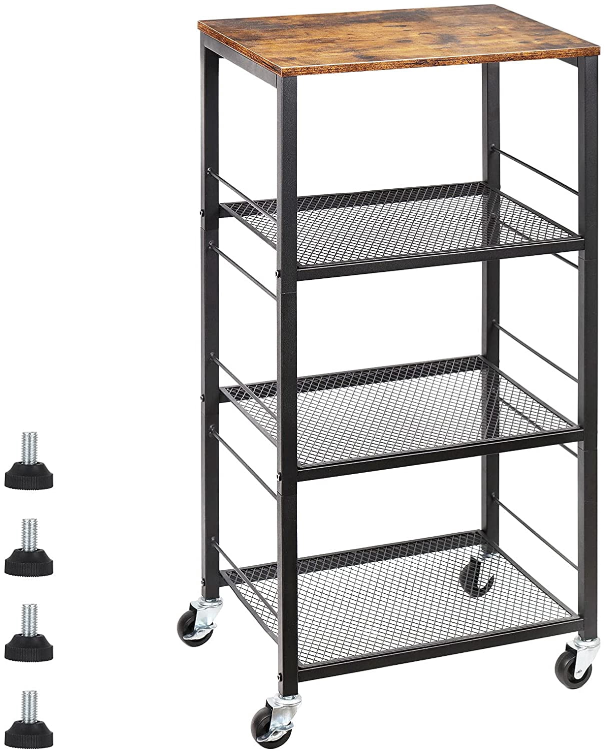 Kitchen Baker's Rack Microwave Cart 4-Tier Island Serving Bar Cart on ...