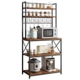 thumbnail image 1 of Kitchen Bakers Rack, 5-Tier Microwave Oven Stand with Large Storage Shelf and 6 Hooks for Spice, Pots Organizer, Rustic Brown, 1 of 7