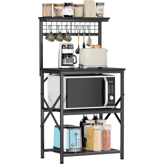 Kitchen Bakers Rack with Hutch, Coffee Bar Station 4 Tiers, Microwave ...
